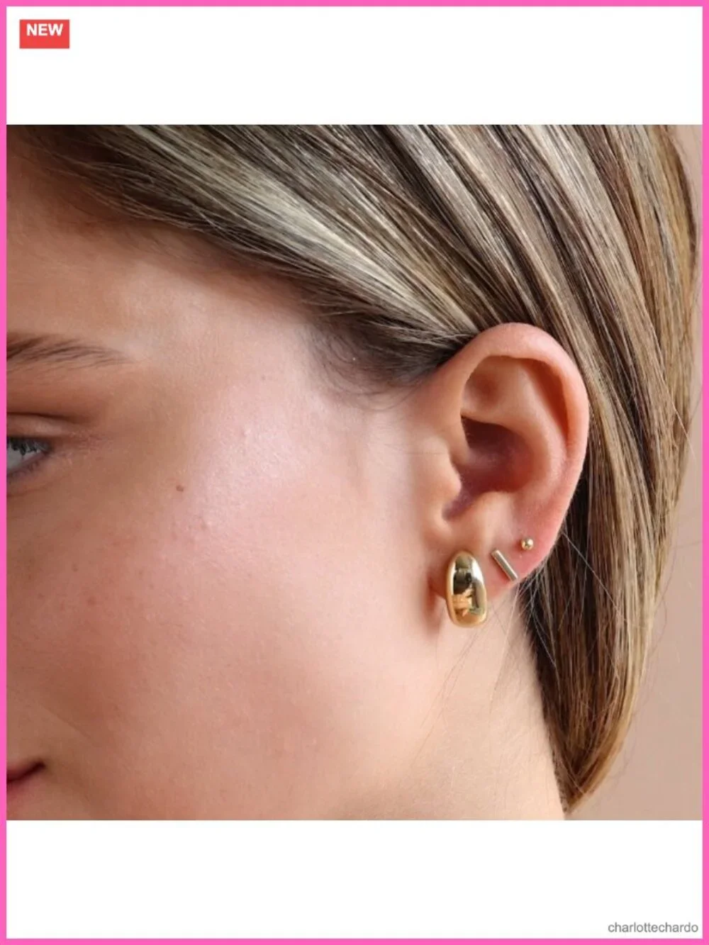 14K Gold Plated Dome Huggie Hoop Earrings 8mm Hypoallergenic Women's Jewelry
